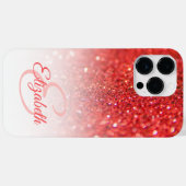 Chic Monogram Coral Glitter Ombre Voornaam Case-Mate iPhone Case (Achterkant (horizontaal))