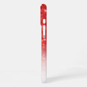 Chic Monogram Coral Glitter Ombre Voornaam iPhone Hoesje (Linkerkant)