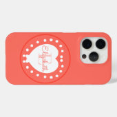 Chic Monogram Coral White Heart Initiaal Letter Case-Mate iPhone Case (Achterkant (horizontaal))