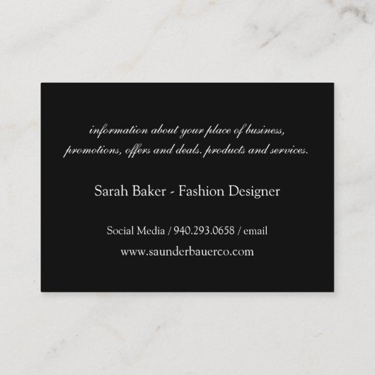 Chic Monogram Cross Hatch Visitekaartje (Achterkant)