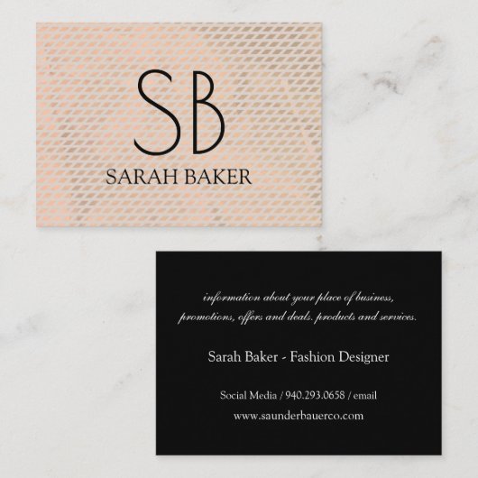 Chic Monogram Cross Hatch Visitekaartje (Voorkant / Achterkant)