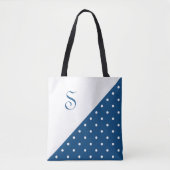 Chic Monogram donkerblauwe witte polaire dot Geome Tote Bag (Voorkant)