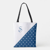 Chic Monogram donkerblauwe witte polaire dot Geome Tote Bag (Achterkant)