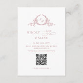 Chic Monogram Dusty Roos RSVP Online QR Code Informatiekaartje (Voorkant)
