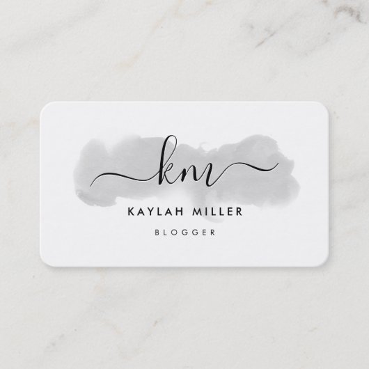 CHIC MONOGRAM elegante initialen grijze waterverf Visitekaartje (Voorkant)