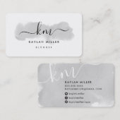 CHIC MONOGRAM elegante initialen grijze waterverf Visitekaartje (Voorkant / Achterkant)