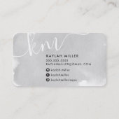 CHIC MONOGRAM elegante initialen grijze waterverf Visitekaartje (Achterkant)