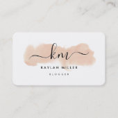 CHIC MONOGRAM Elegante initialen roze waterverf Visitekaartje (Voorkant)