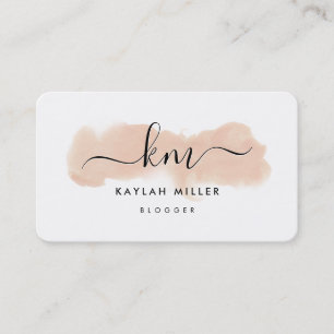 CHIC MONOGRAM Elegante initialen roze waterverf Visitekaartje