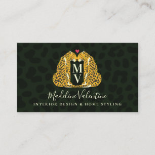 Chic Monogram en luipaarden Visitekaartje