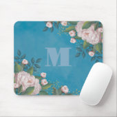 Chic Monogram Floral Elegant  Roos Stijlvol Muismat (Met muis)