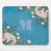 Chic Monogram Floral Elegant  Roos Stijlvol Muismat (Voorkant)