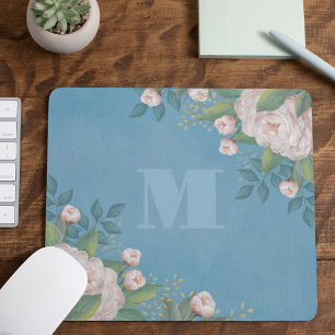 Chic Monogram Floral Elegant  Roos Stijlvol Muismat