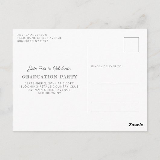 Chic Monogram Foto Afstuderen Party Aankondiging Briefkaart (Achterkant)