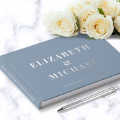 Chic Monogram Foto Dusty Blue Wedding Gastenboek