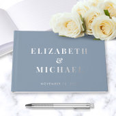 Chic Monogram Foto Dusty Blue Wedding Gastenboek