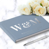 Chic Monogram Foto Dusty Blue Wedding Gastenboek