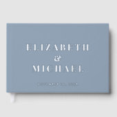 Chic Monogram Foto Dusty Blue Wedding Gastenboek (Voorkant)