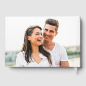 Chic Monogram Foto Dusty Blue Wedding Gastenboek (Achterkant)