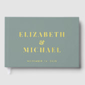 Chic Monogram Foto Sage Green Wedding Gastenboek (Voorkant)