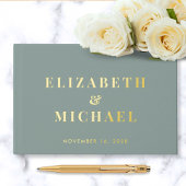 Chic Monogram Foto Sage Green Wedding Gastenboek