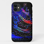 Chic Monogram Glitter kerstboommarine Case-Mate iPhone Case (Achterkant)
