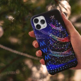 Chic Monogram Glitter kerstboommarine Case-Mate iPhone Case