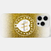 Chic Monogram Gold Glitter Heart Initiaal Letter Case-Mate iPhone Case (Achterkant (horizontaal))