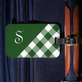 Chic Monogram Green White Buffalo Controleer geome Bagagelabel