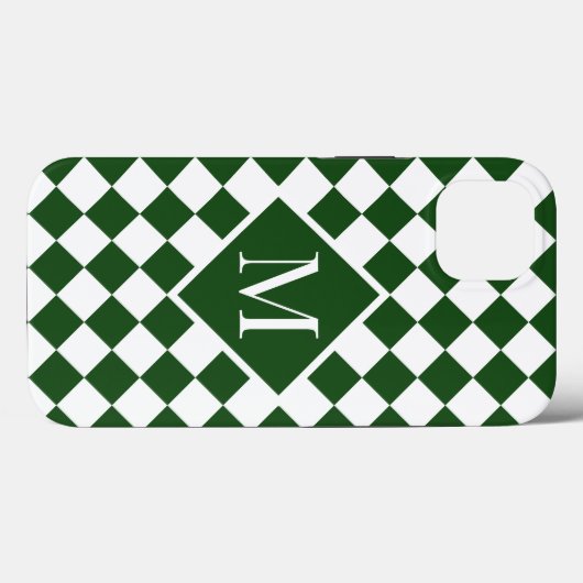 Chic Monogram Green White Checkered Pattern Case-Mate iPhone Case (Achterkant (horizontaal))