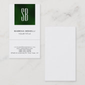 Chic Monogram Green White Cute Visitekaartje (Voorkant / Achterkant)