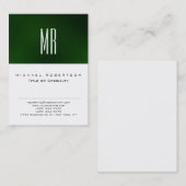 Chic Monogram Green White Cute Visitekaartje (Voorkant / Achterkant)