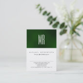 Chic Monogram Green White Cute Visitekaartje (Staand voorkant)