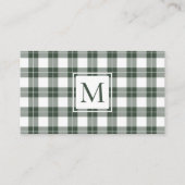 Chic Monogram Groen en Wit Geplakt Patroon Visitekaartje (Voorkant)