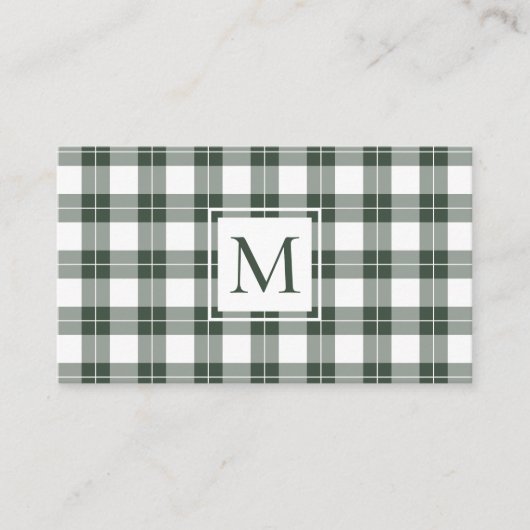 Chic Monogram Groen en Wit Geplakt Patroon Visitekaartje (Voorkant)