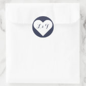 Chic Monogram Heart Navy Stickers (Tas)