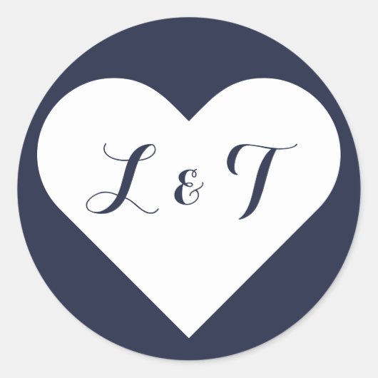 Chic Monogram Heart Navy Stickers (Voorkant)