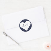 Chic Monogram Heart Navy Stickers (Envelop)