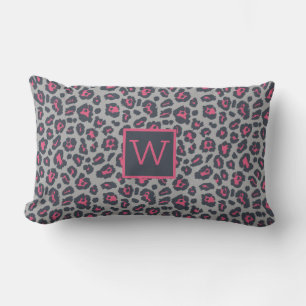 Chic Monogram Hot Pink Grey Leopard Print Patroon Kussen