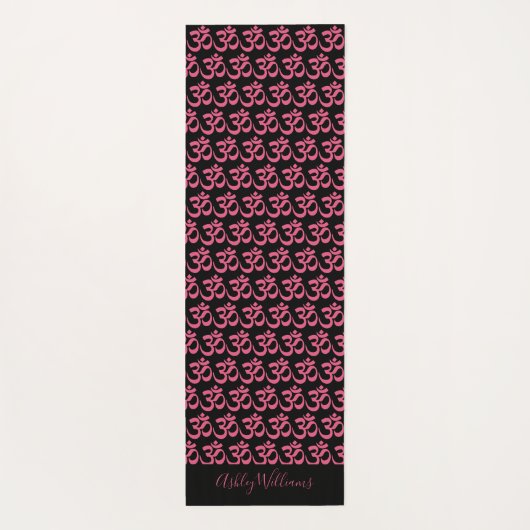Chic Monogram Hot Pink om Symbool Patroon Black Yogamat (Achterkant)