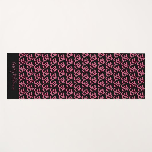 Chic Monogram Hot Pink om Symbool Patroon Black Yogamat (Voorkant (horizontaal))