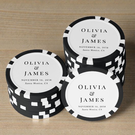 Chic Monogram Huwelijk Poker Chips