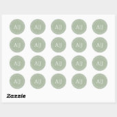 Chic Monogram Huwelijk Retouradres Laurel Groen Ronde Sticker (Vel)
