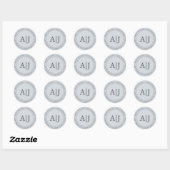 Chic Monogram Huwelijk Retouradres Pastelblauw Ronde Sticker (Vel)