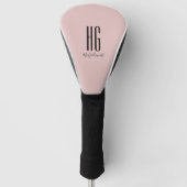 Chic Monogram Initiaal Naam Dusty Blush Pink Golfheadcover (Voorkant)