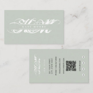 Chic Monogram Initials Professional Sage Green Visitekaartje