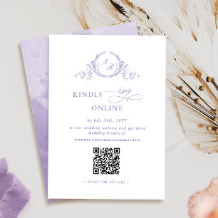 Chic Monogram Lavendel Paarse RSVP Online QR Code Informatiekaartje