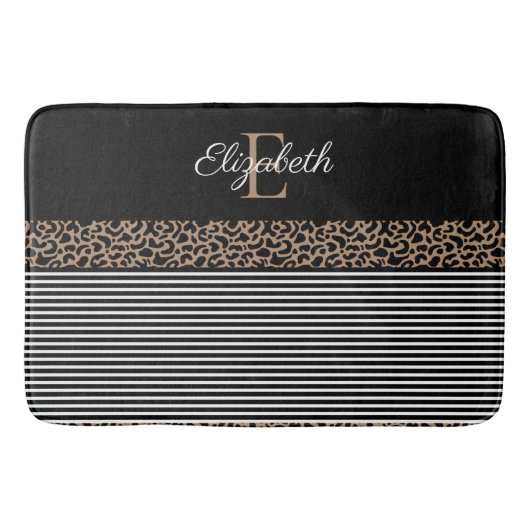 Chic Monogram Leopard Print Badmat (Voorkant)