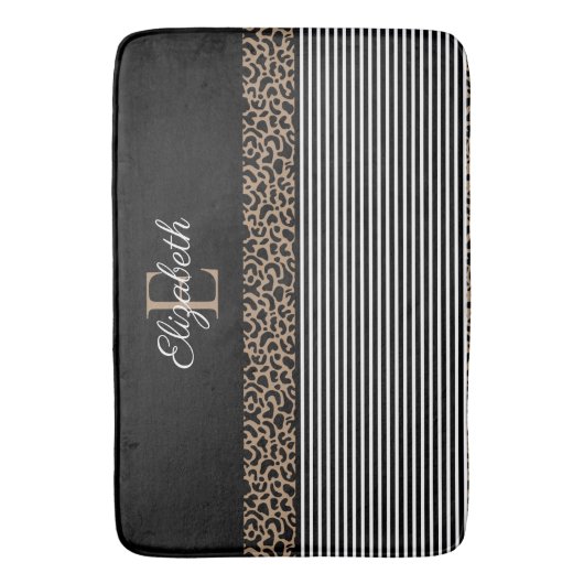 Chic Monogram Leopard Print Badmat (Voorkant Verticaal)