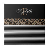 Chic Monogram Leopard Print Tegeltje (Voorkant)